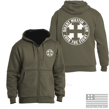 Silent Militia Bullet Primer Logo Heavy Zip Up Hoodie